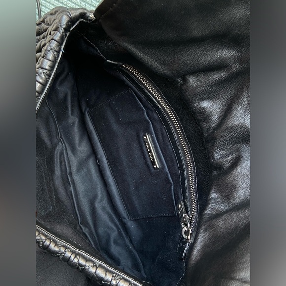MIU MIU BLACK NAPPA LEATHER MATELASSE CRYSTAL CHAIN STRAP SHOULDER FLAP BAG - Picture 14 of 16